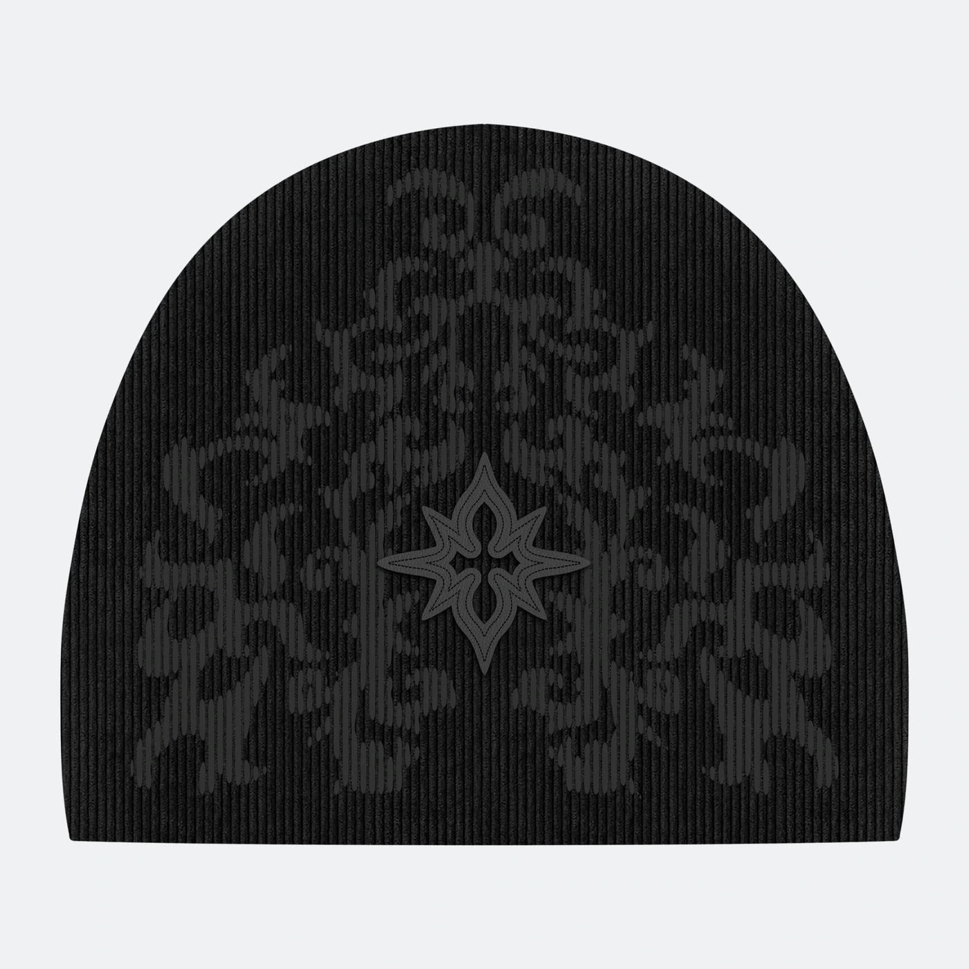 Baroque damask beanie, black