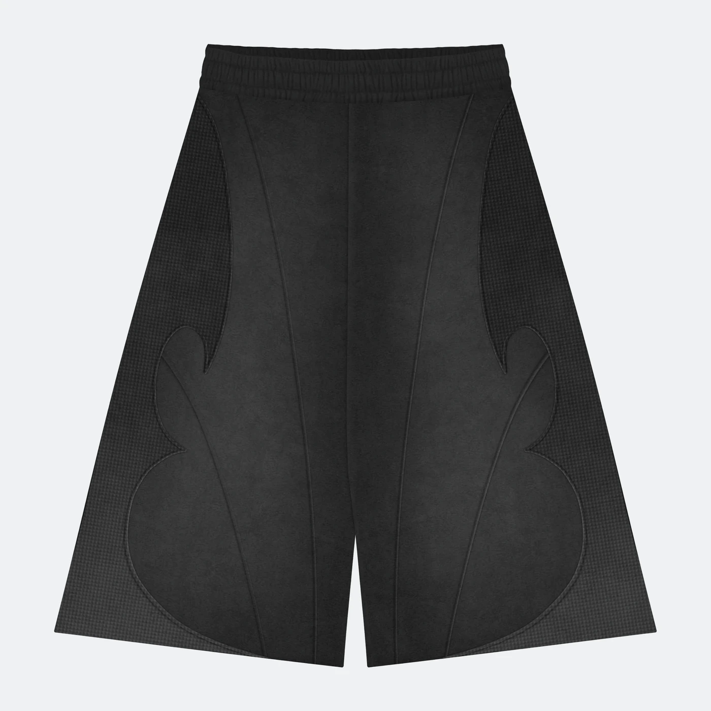 Wide-leg panelled short, black